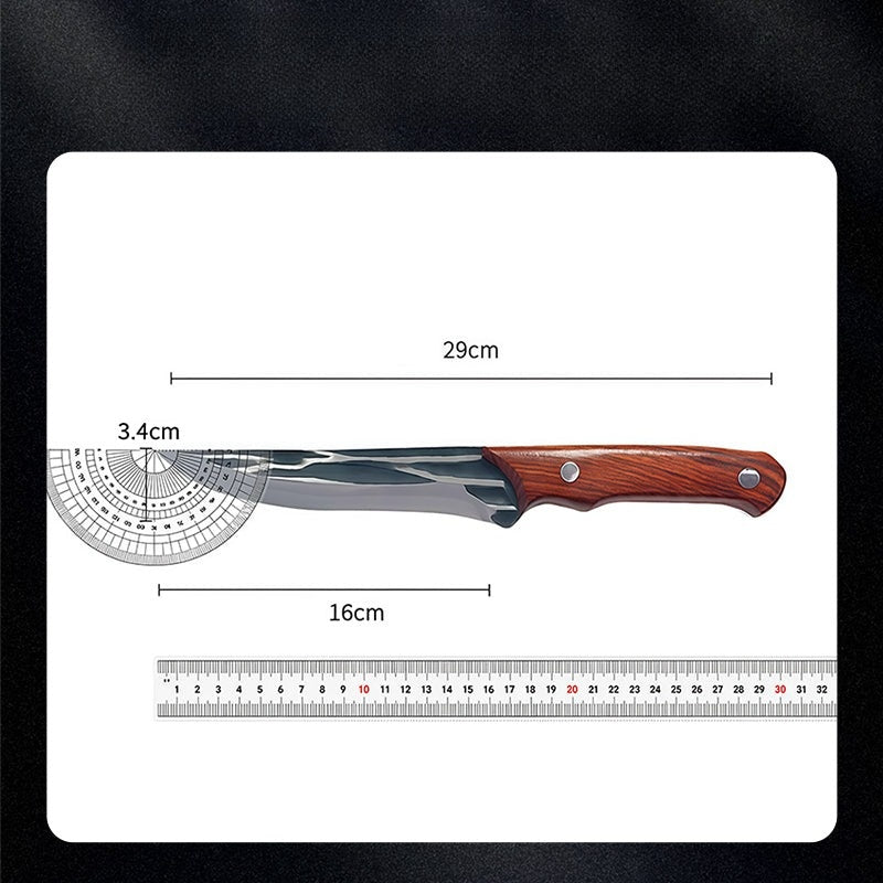 Tvirtas daugiafunkcis iškaulinimo peilis su dėklu